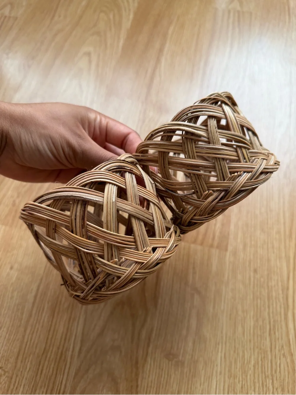Handwoven Natural Rattan Decorative Baskets - Set of 2